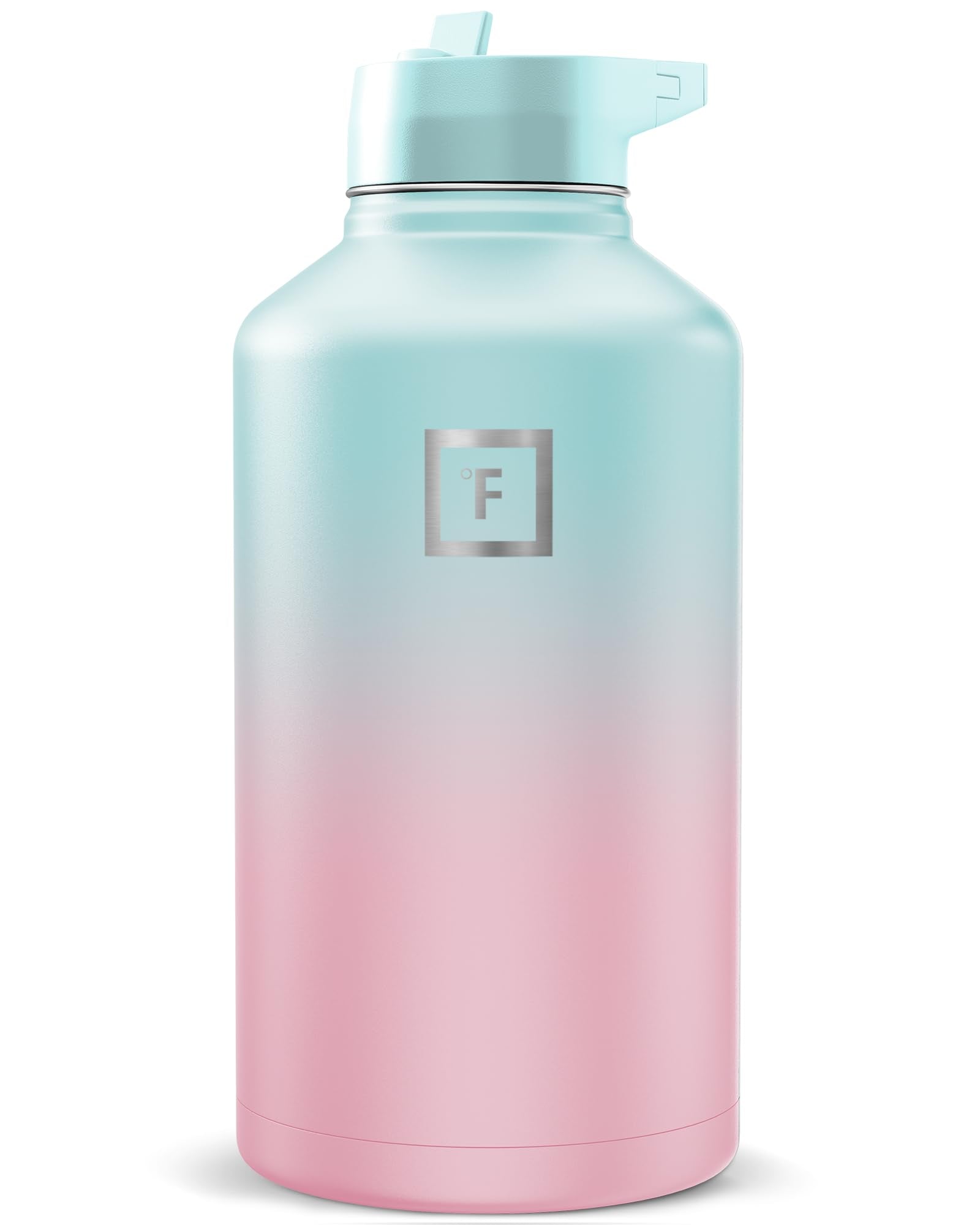 IRON °FLASK Camping & Hiking Hydration Flask with Straw, Wide Mouth Insulated Stainless Steel Sports Water Bottle - 40 oz Blue Waves