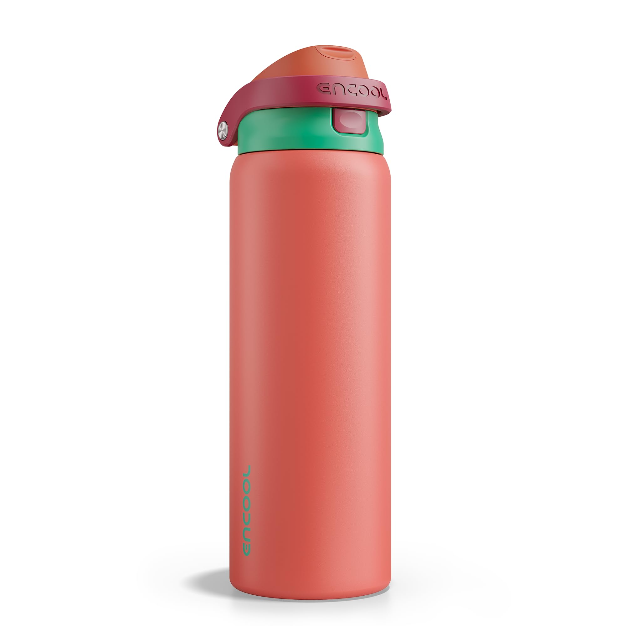 ENCOOL Leakproof Insulated Water Bottle with Straw Dual-Sip Water Bottle Bag-Safe Design for Work, Commute & Gym – Keeps Drinks Cold All Day, 24 oz, Powder Blue