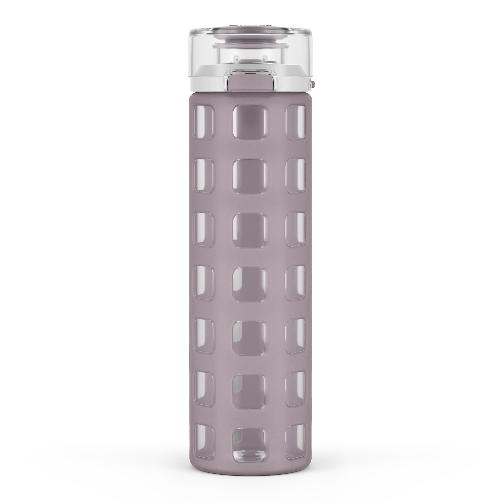 Ello Syndicate 20oz Reusable Glass Water Bottle with One-Touch Leak Proof Flip Lid, Protective Non-Slip Silicone Sleeve, Carry Loop for Coffee, Tea and Water, BPA-free, Dishwasher Safe, Tech Blue