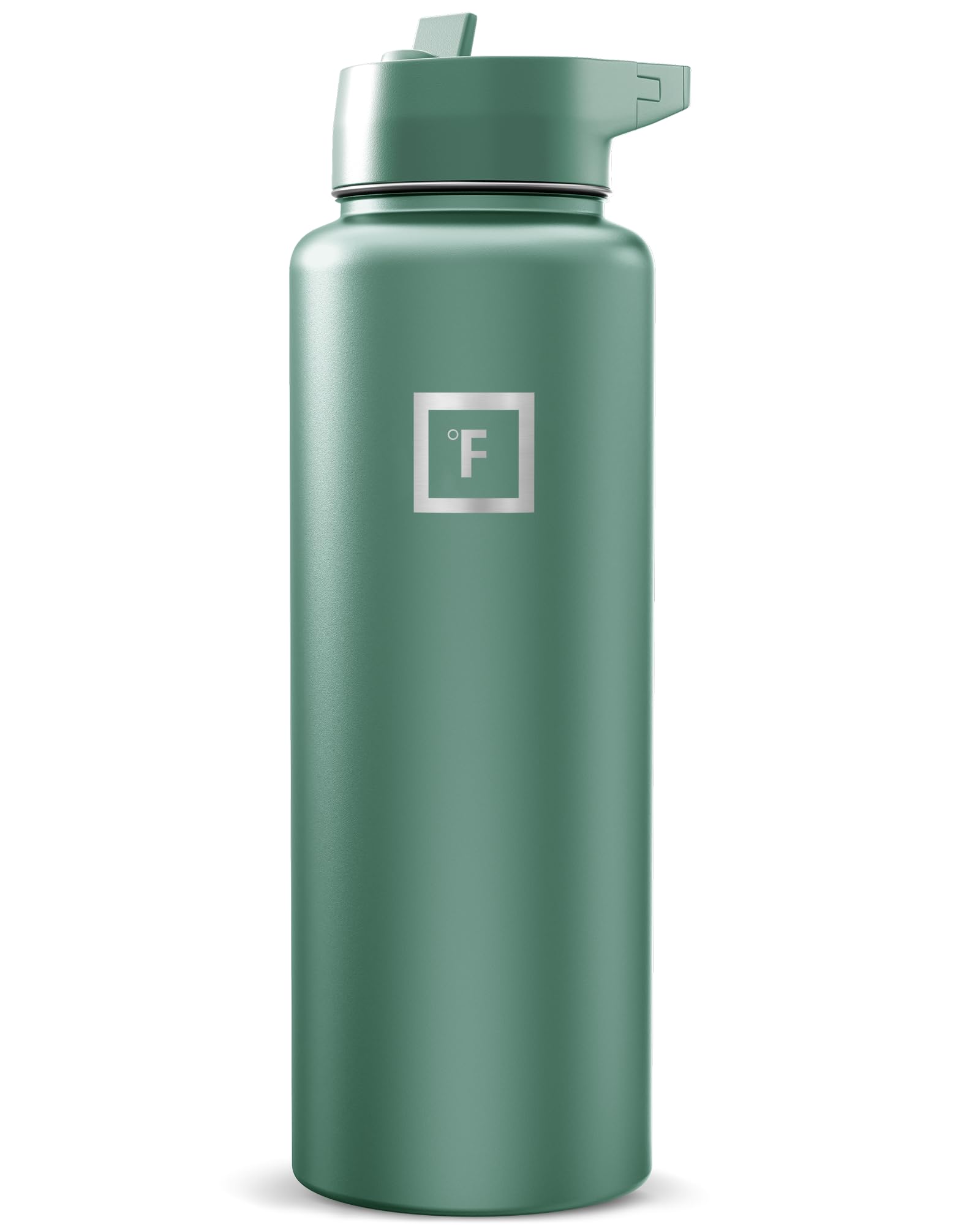 IRON °FLASK Camping & Hiking Hydration Flask with Straw, Wide Mouth Insulated Stainless Steel Sports Water Bottle - 40 oz Blue Waves