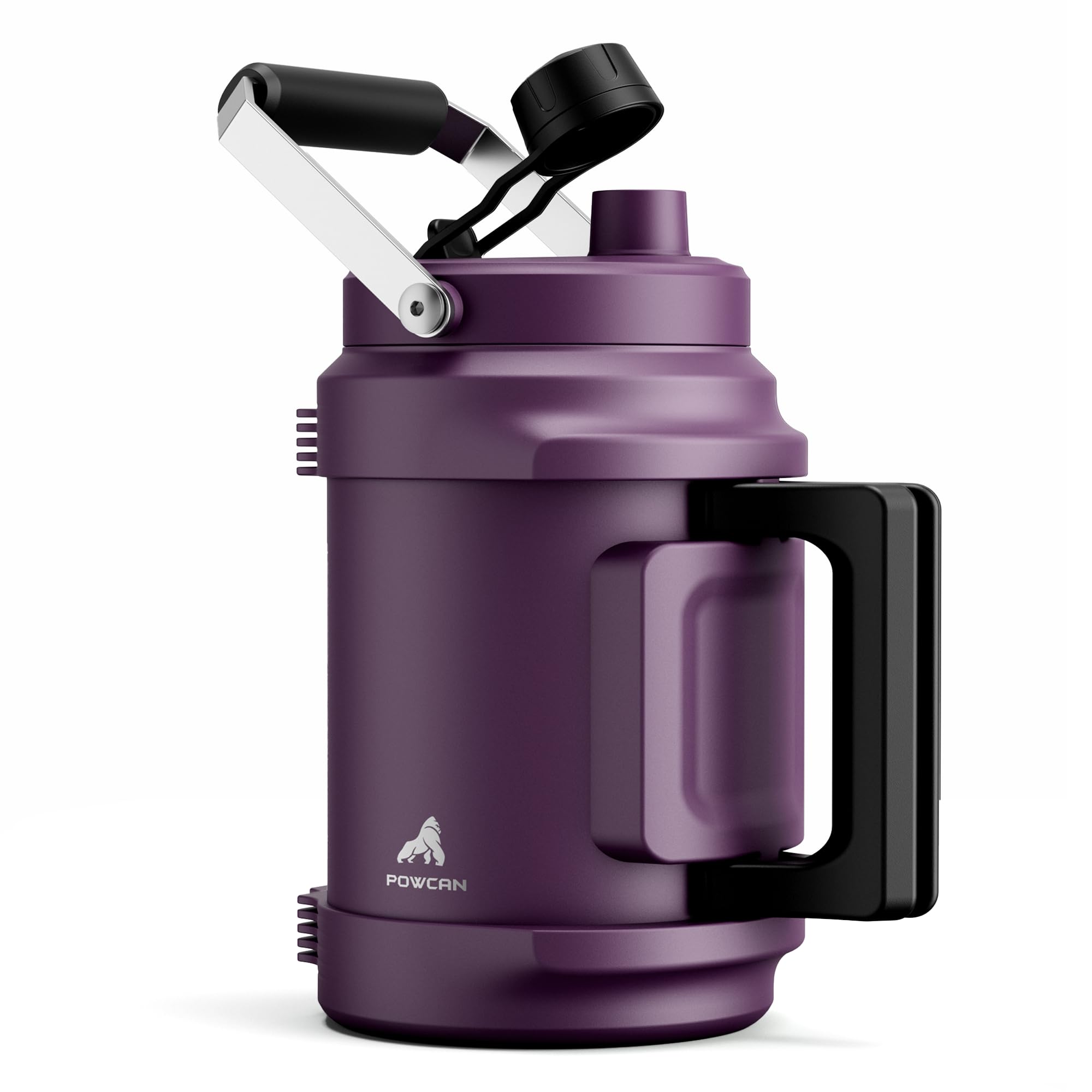 1 Gallon Insulated Water Bottle for Travel: 2-in-1 Straw Spout Lid, Dual Handle, Leakproof, Keep Cold 48H, 128oz Stainless Steel Water Jug for Gym, Biking, Road Trip, Work, Home, Picnic (Midnight)