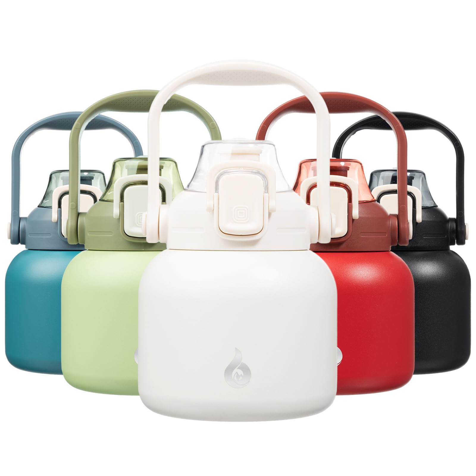 BJPKPK Insulated Water Bottles with Straw, 27 oz Cute Water Bottles with Handle, BPA Free Stainless Steel Metal Jug, Easy Carry Flasks for Men & Women, White