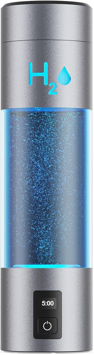 9.5oz High-grade Portable Hydrogen Water Bottle with Food-grade PC Cup Body & HydrogenLock Tech, Up to 6000ppb in 10mins/4000ppb in 5mins, Hydrogen Water Bottle Generator with SPE & PEM Tech