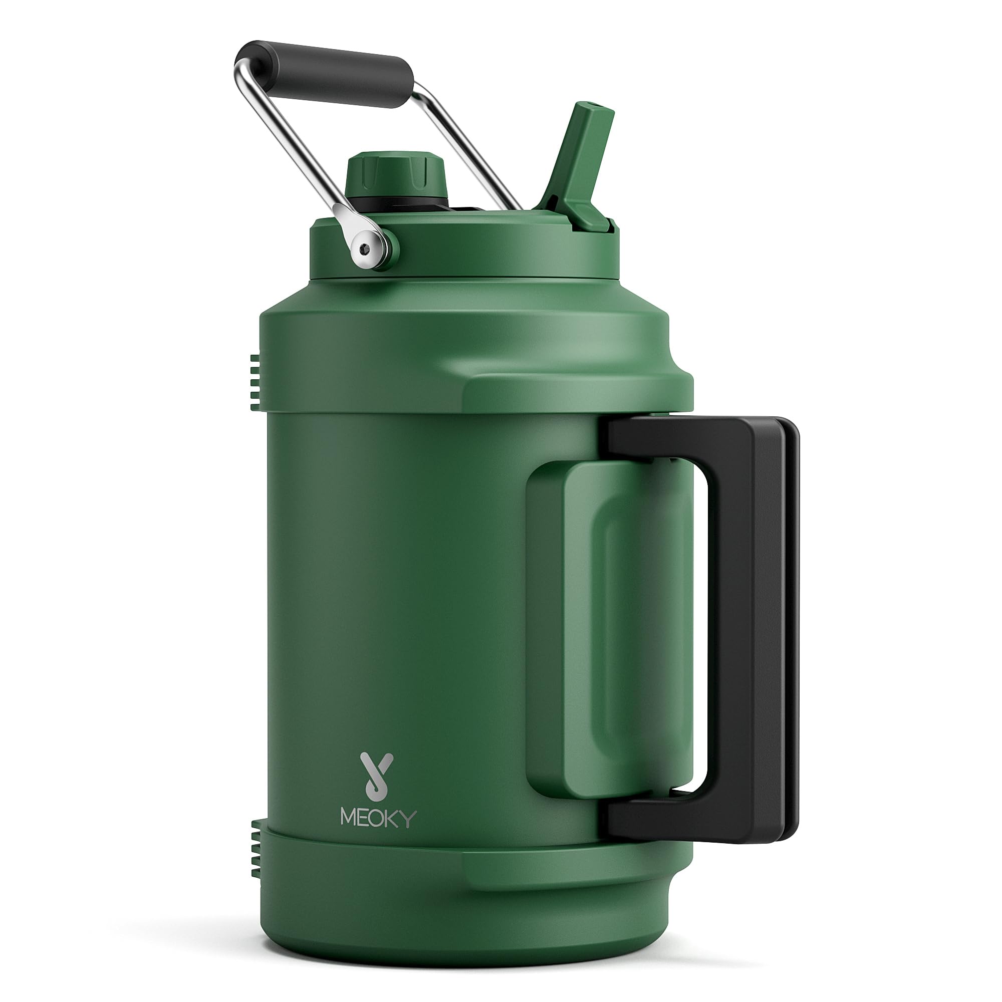 1 Gallon Insulated Water Bottle for Sports: Meoky 128 oz Triple Wall Vacuum Stainless Steel Water Jug - Top and Side Handles, Cold for 48 Hrs, 2-in-1 Straw and Spout Lid, Leak Proof for Hiking (Night)