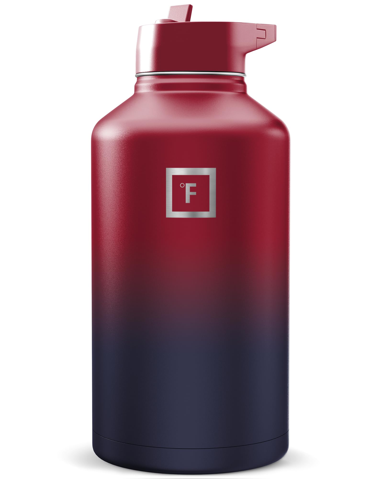 IRON °FLASK Camping & Hiking Hydration Flask with Straw, Wide Mouth Insulated Stainless Steel Sports Water Bottle - 40 oz Blue Waves