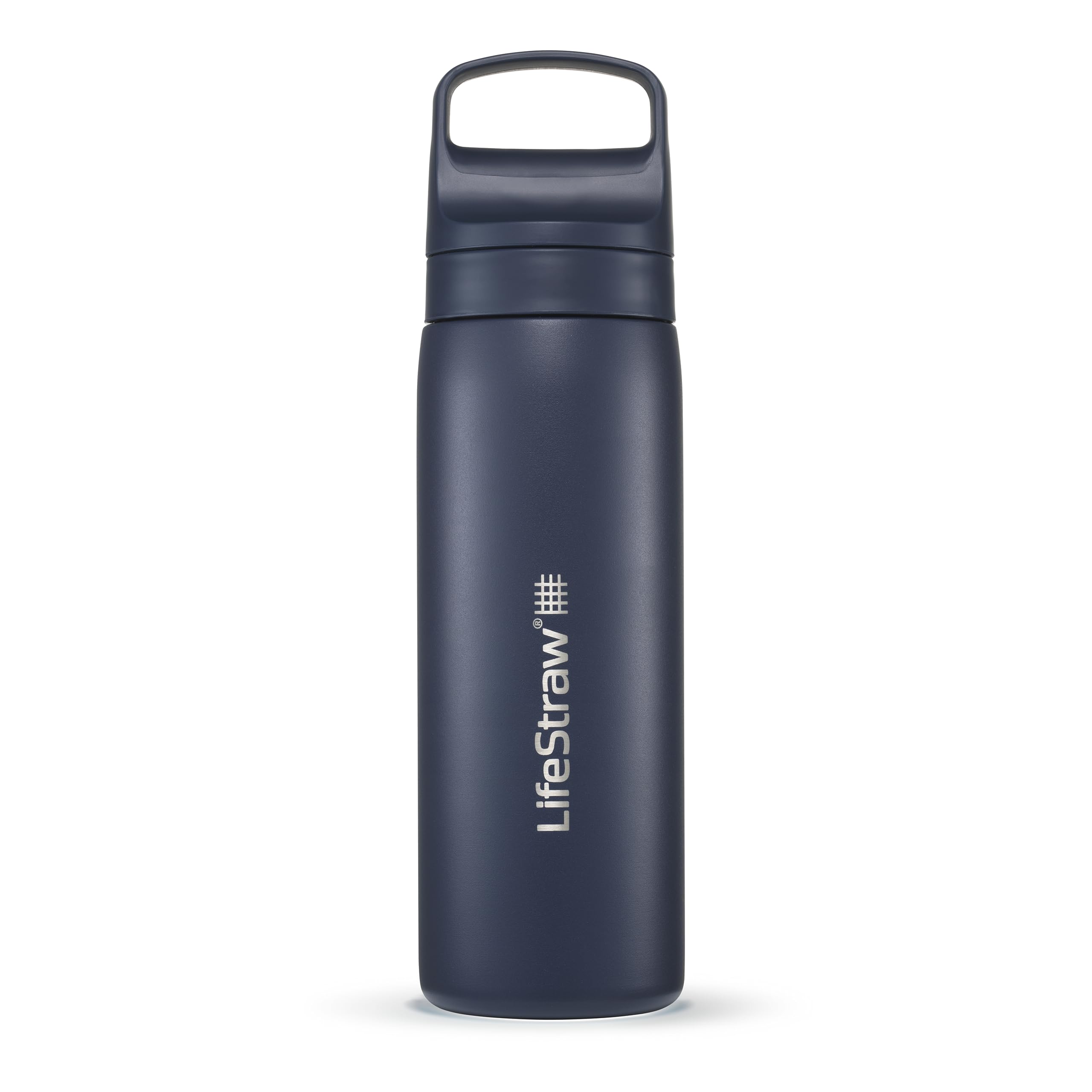 LifeStraw Go Series – Insulated Stainless Steel Water Filter Bottle for Travel and Everyday Use, Removes Bacteria, Parasites and Microplastics, Improves Taste, 18oz Aegean Sea