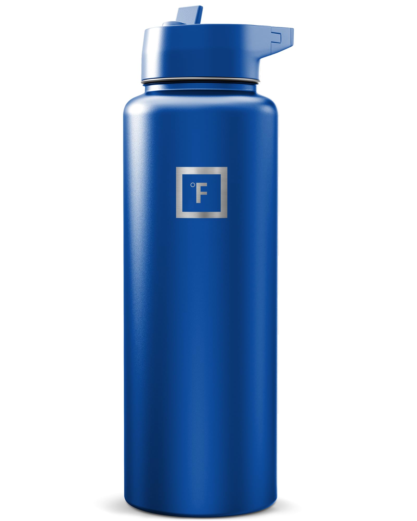 IRON °FLASK Camping & Hiking Hydration Flask with Straw, Wide Mouth Insulated Stainless Steel Sports Water Bottle - 40 oz Blue Waves