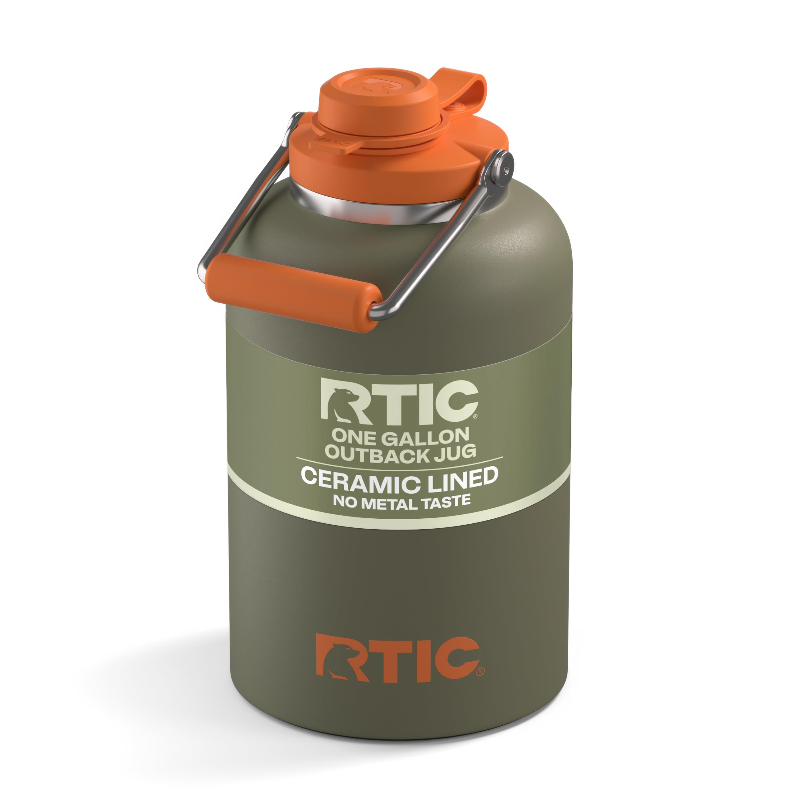 RTIC 1 Gallon Outback Jug, Stainless Steel, Ceramic Lined Insulated Water Bottle with Lid and Handle, BPA-Free, Double Wall Vacuum Insulation, Graphite