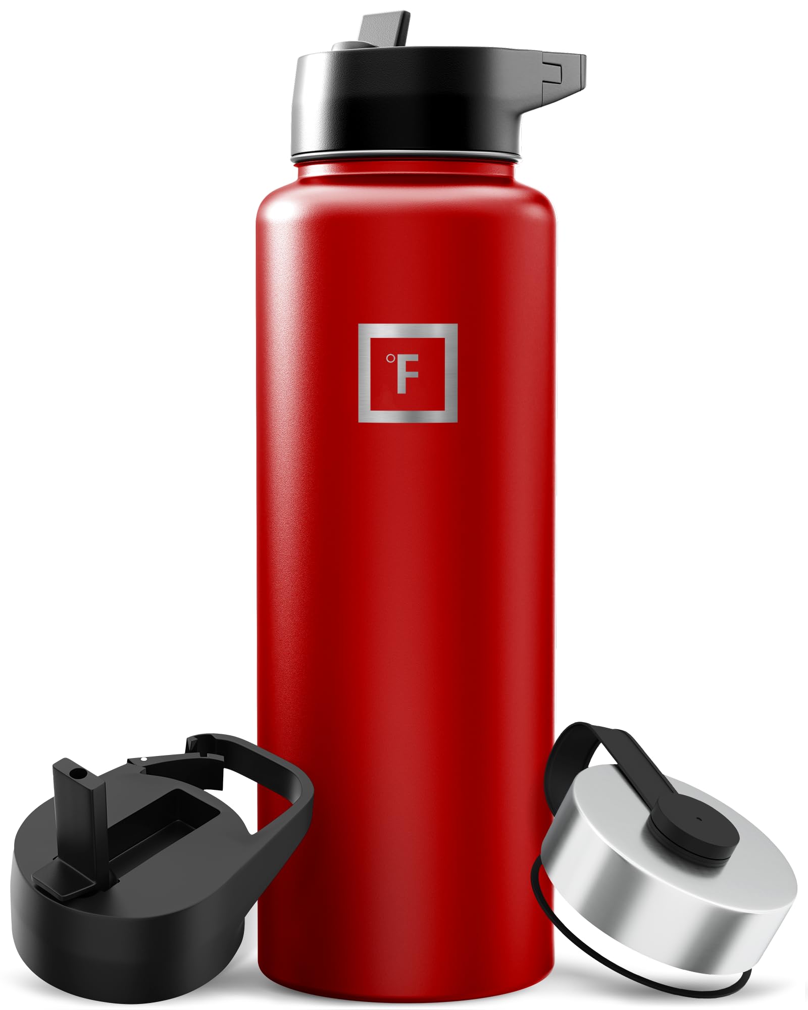 IRON °FLASK Camping & Hiking Hydration Flask with Straw, Wide Mouth Insulated Stainless Steel Sports Water Bottle - 40 oz Blue Waves