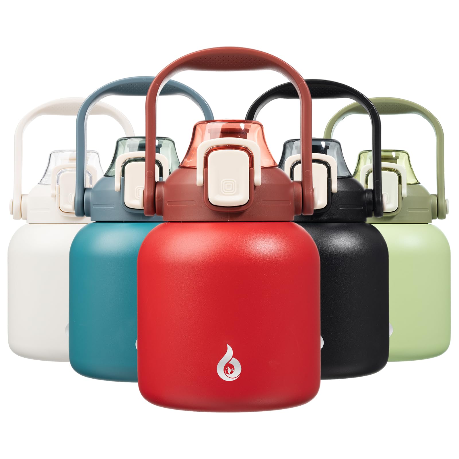 BJPKPK Insulated Water Bottles with Straw, 27 oz Cute Water Bottles with Handle, BPA Free Stainless Steel Metal Jug, Easy Carry Flasks for Men & Women, White