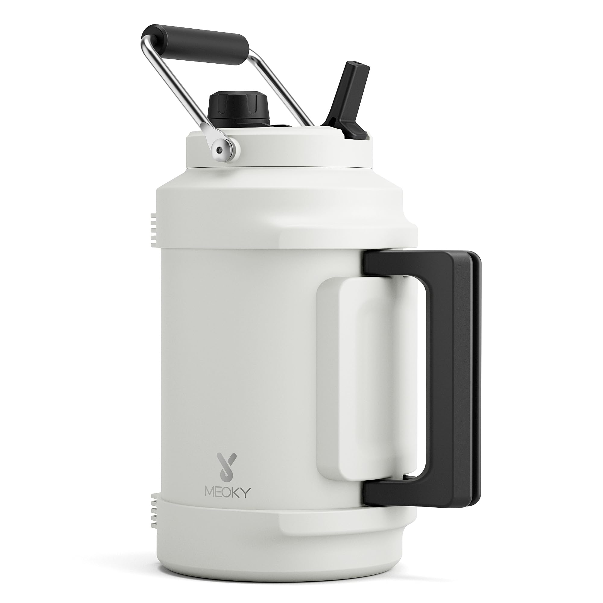 1 Gallon Insulated Water Bottle for Sports: Meoky 128 oz Triple Wall Vacuum Stainless Steel Water Jug - Top and Side Handles, Cold for 48 Hrs, 2-in-1 Straw and Spout Lid, Leak Proof for Hiking (Night)