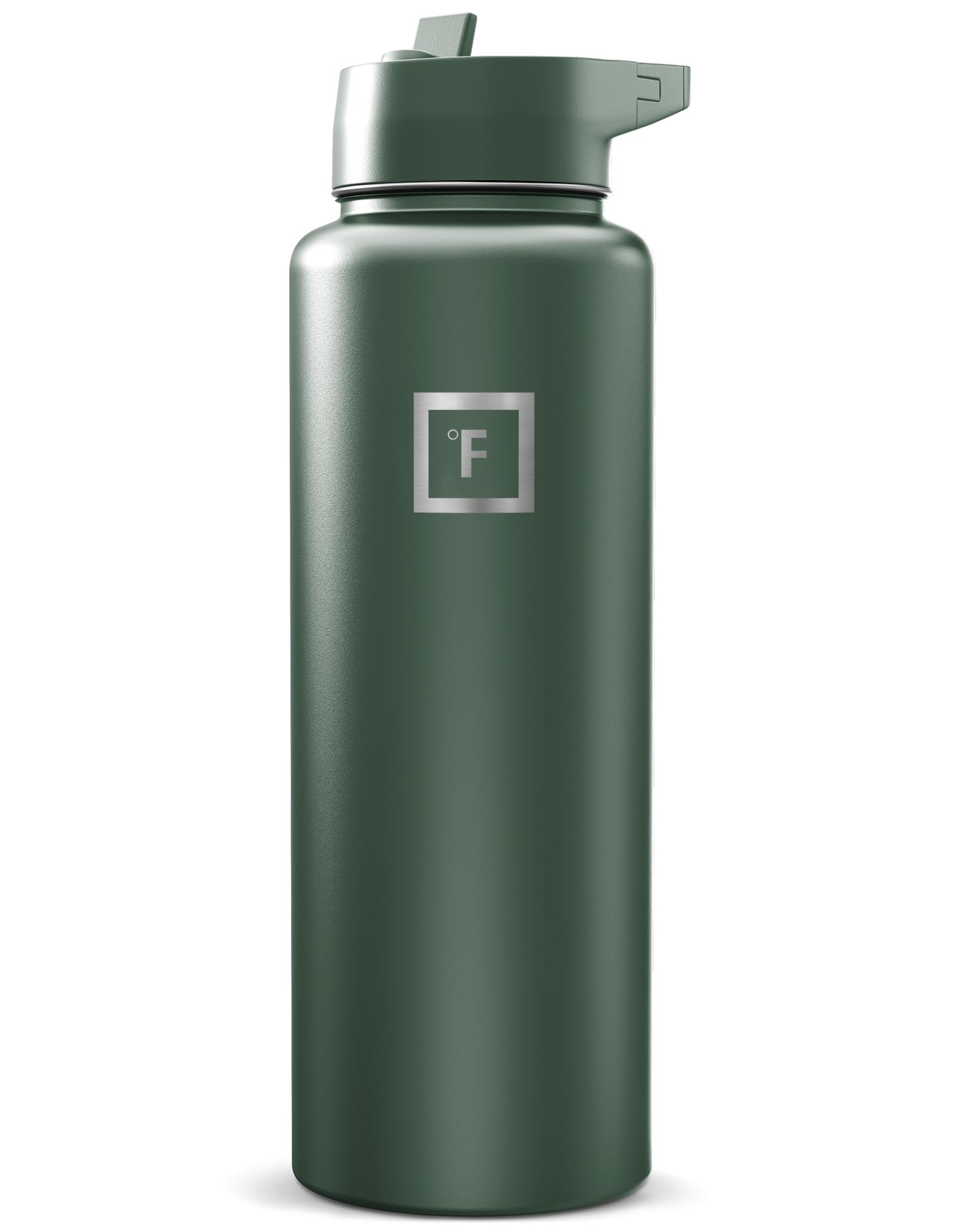 IRON °FLASK Camping & Hiking Hydration Flask with Straw, Wide Mouth Insulated Stainless Steel Sports Water Bottle - 40 oz Blue Waves