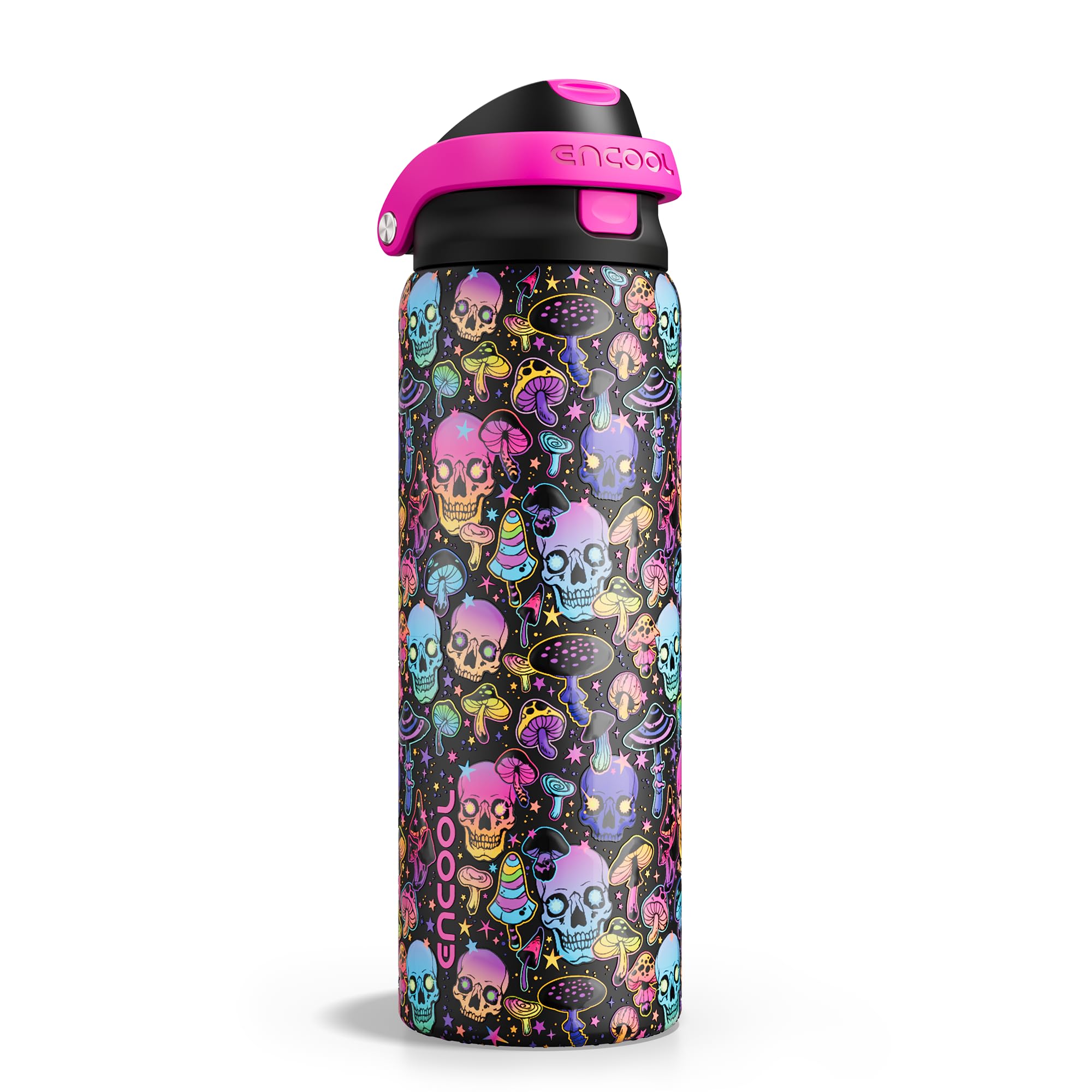 ENCOOL Leakproof Insulated Water Bottle with Straw Dual-Sip Water Bottle Bag-Safe Design for Work, Commute & Gym – Keeps Drinks Cold All Day, 24 oz, Powder Blue