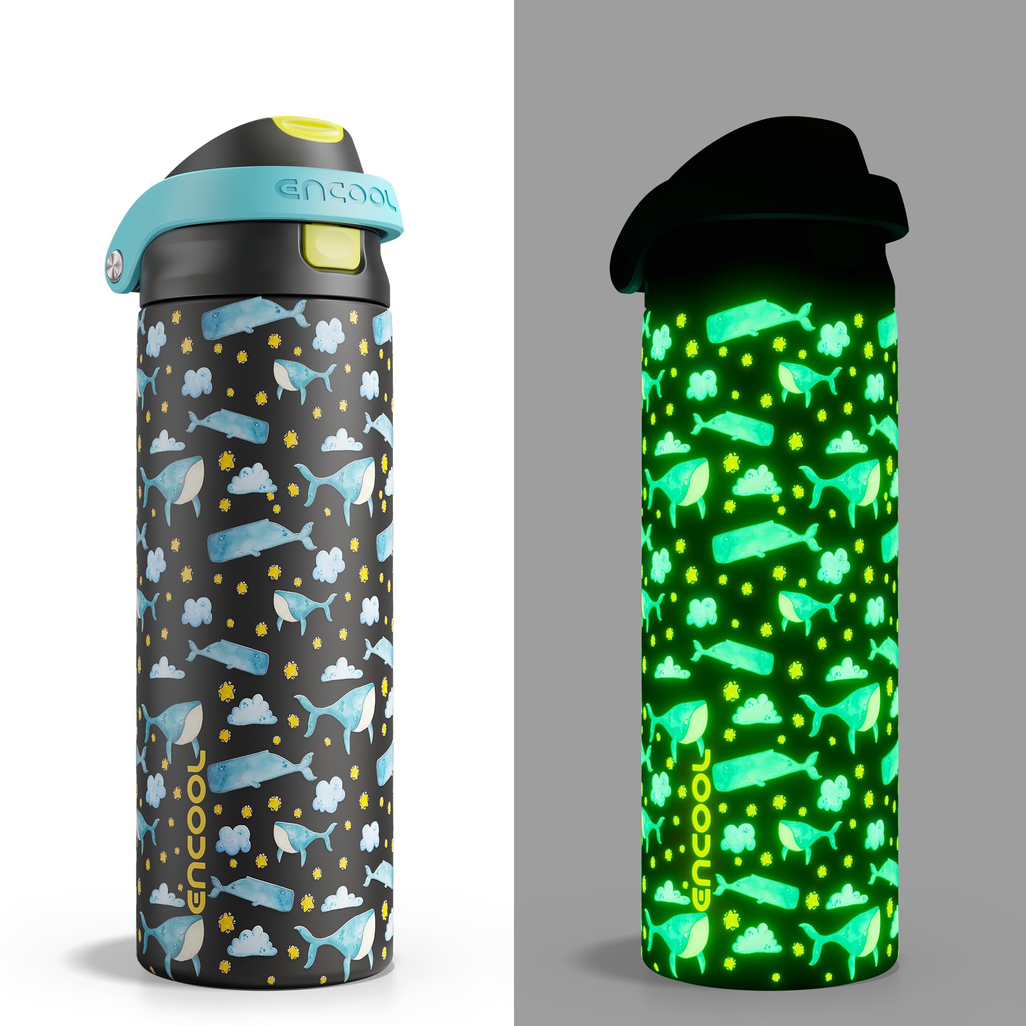 ENCOOL Leakproof Insulated Water Bottle with Straw Dual-Sip Water Bottle Bag-Safe Design for Work, Commute & Gym – Keeps Drinks Cold All Day, 24 oz, Powder Blue