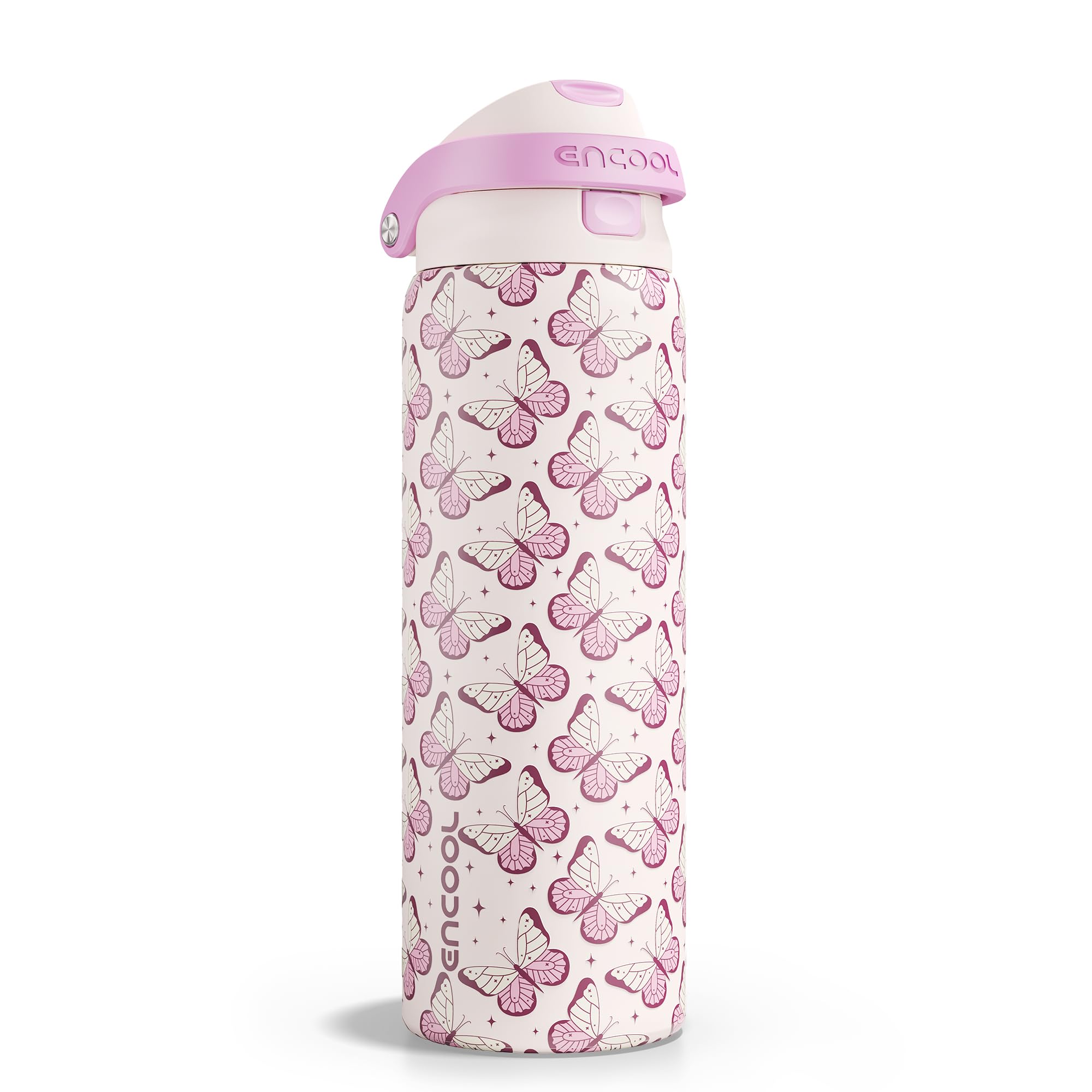 ENCOOL Leakproof Insulated Water Bottle with Straw Dual-Sip Water Bottle Bag-Safe Design for Work, Commute & Gym – Keeps Drinks Cold All Day, 24 oz, Powder Blue