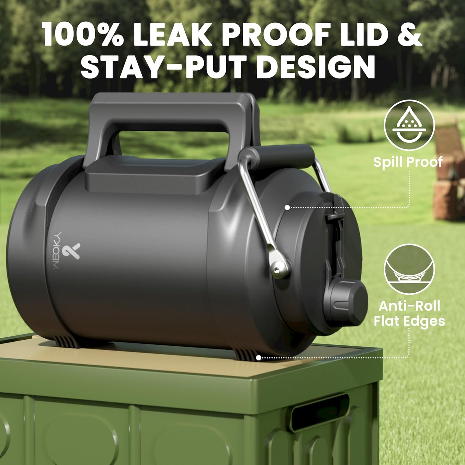 1 Gallon Insulated Water Bottle for Sports: Meoky 128 oz Triple Wall Vacuum Stainless Steel Water Jug - Top and Side Handles, Cold for 48 Hrs, 2-in-1 Straw and Spout Lid, Leak Proof for Hiking (Night)