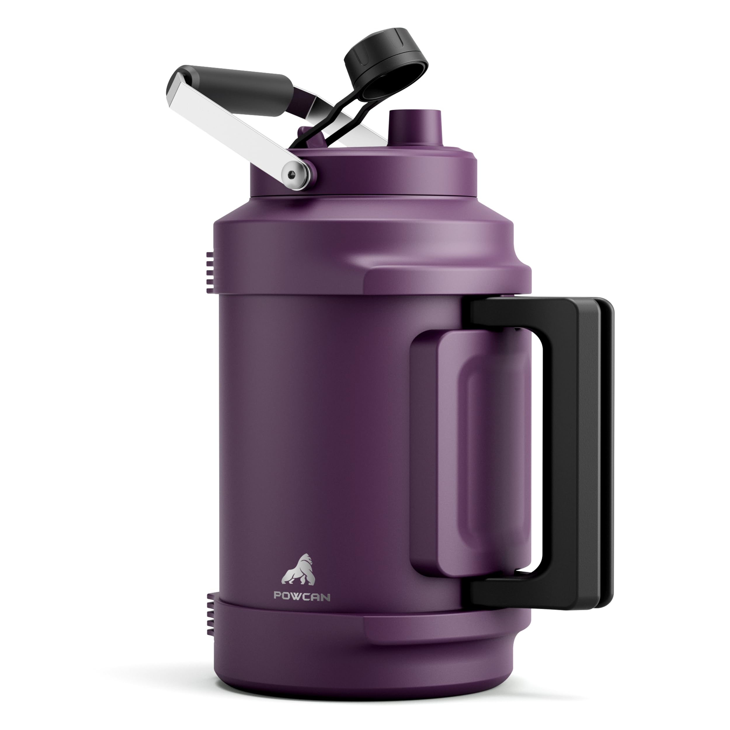 1 Gallon Insulated Water Bottle for Travel: 2-in-1 Straw Spout Lid, Dual Handle, Leakproof, Keep Cold 48H, 128oz Stainless Steel Water Jug for Gym, Biking, Road Trip, Work, Home, Picnic (Midnight)