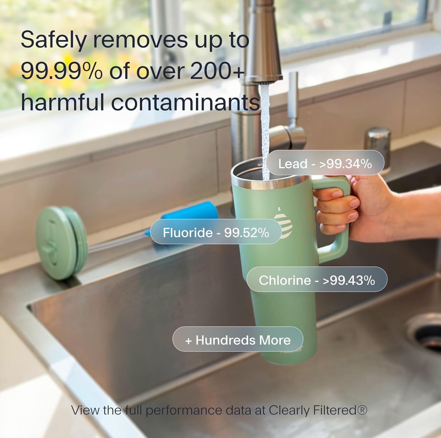 Clearly Filtered Water Bottle | Removes 200+ Contaminants, Double-Wall Insulated Stainless Steel, BPA/BPS Free, Phthalate Free, Filters Flouride Lead Chlorine (40oz, Blush)