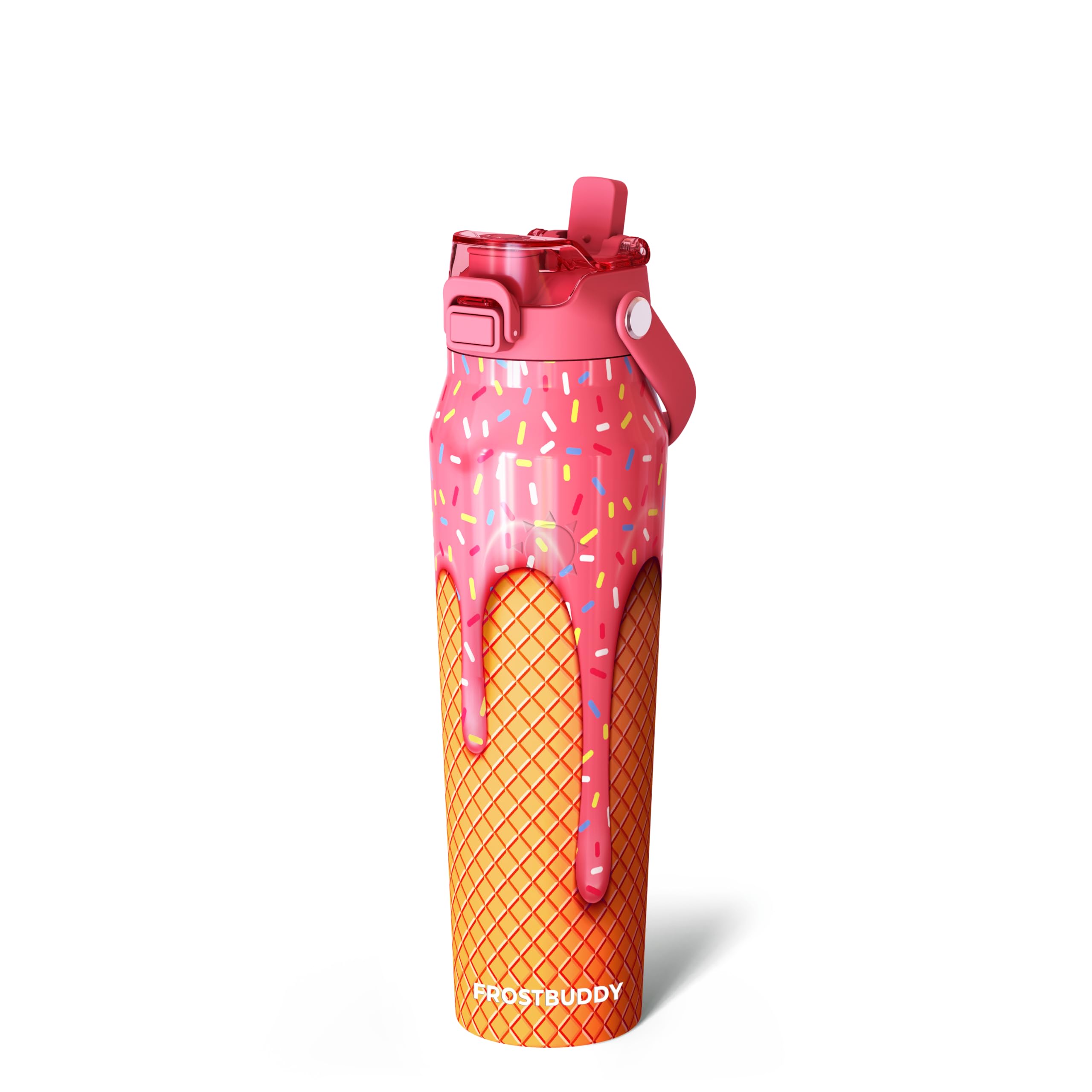 Frost Buddy 16oz Insulated Water Bottle with Straw & Chug Lid | Leak-Proof Stainless Steel | 24-Hours Cold | Sweat-Proof, Cup Holder Friendly | Ideal for Gym, Travel, Sports & Everyday Hydration
