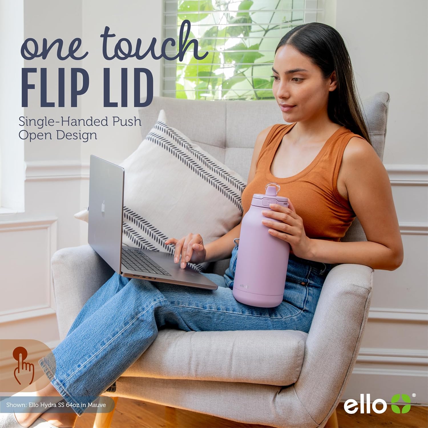 Ello Hydra 64oz Half Gallon Vacuum Insulated Stainless Steel Jug with Locking