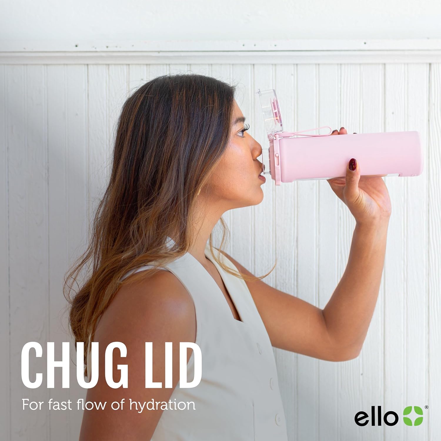 Ello Syndicate 20oz Reusable Glass Water Bottle with One-Touch Leak Proof Flip Lid, Protective Non-Slip Silicone Sleeve, Carry Loop for Coffee, Tea and Water, BPA-free, Dishwasher Safe, Tech Blue